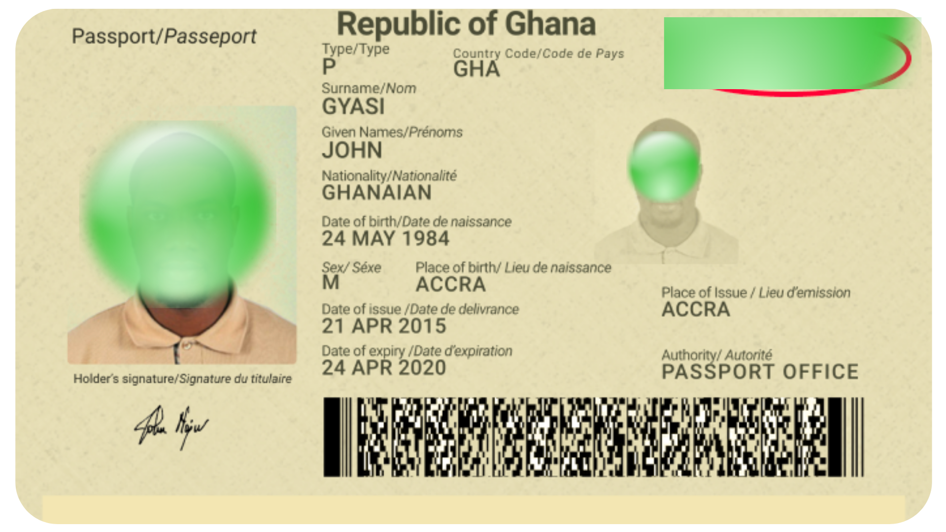 Officer-attached photo of the found Passport